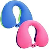 COOLBEBE Kids Travel Neck Pillow 2PCS Softly Headrest Travel Pillow for Car & Airplane, Traveling Gifts for Toddler & Children (Bluish Green & Pinkish Purple)
