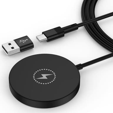15w Wireless Charger Pad Magnetic Fast Charging for iPhone 17E/17 Air/17 Pro/17 Pro Max/16E/16 Pro Max/16 Plus/15 Max/15 Plus/15,Wireless Charger Mat with 4FT USB C/USB A Port cargador inalámbrico