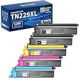 TN229XL Compatible Toner Cartridges Replacement for Brother TN229 TN229XL TN-229XL TN229 XL Work for MFC-L3780CDW MFC-L3720CDW HL-L3280CDW HL-L3220CDW HL-L3300CDW (2Black,Cyan,Magenta,Yellow,5 Pack)