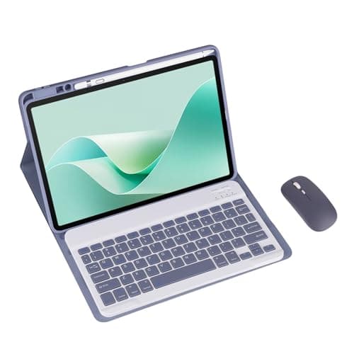 Magnetic Detachable Wireless Keyboard & Mouse Combo with Built in Pen Holder Leather Cover for Huawei MatePad 11.5-inch (2024) Tablet Keyboard Case (Purple,Normal and Mouse)