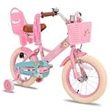 JOYSTAR 12 Inch Kids Bike Little Daisy Girls Bike with Training Wheels Doll Bike Seat Basket & Streamers Princess Kids Bicycle for Girls Toddler of 2-4 Years Toddler Girl Bikes Pink