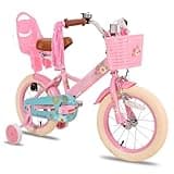 JOYSTAR 12 Inch Kids Bike Little Daisy Girls Bike with Training Wheels Doll Bike Seat Basket & Streamers Princess Kids Bicycle for Girls Toddler of 2-4 Years Toddler Girl Bikes Pink