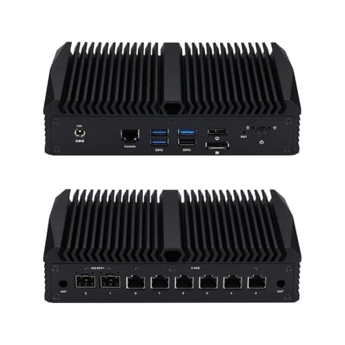 Qotom Fanless Mini PC Q30952UE Core i5-8260U Quad core up to 3.9 GHz, 2 x Intel 10G SFP+, 6 x Intel i226-V 2.5G LAN, Dual Display, Barebone 10GbE Network Appliance Router DDR4 NVMe SSD
