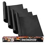 Oven Liners for Bottom of Electric Gas Oven Reusable - 4 Pack Large Heavy Duty Nonstick Teflon Range Mat 17"x 25" - Stove Floor Protector Liner Easy to Clean Reduce Spills Stuck Foods and Clean Up