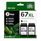Lamburee 67XL Black Ink Cartridges Combo Pack Replacement for HP Ink 67 67XL HP Printer Ink Compatible with HP DeskJet 2700/4100/1200/2300/ Series HP Envy 6000/Pro 6400 Series (2 Black)