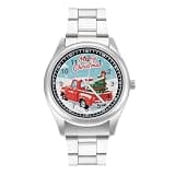 FodPand Analog Men Stainless Steel Band Watch Big Face Silver Wristwatch