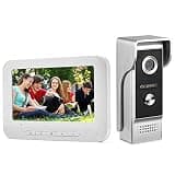 AMOCAM Video Intercom System, 7 Inche Monitor Wired Video Door Doorbell Kit, Outdoor IR Camera Door Intercom, Support Monitoring, 2-Way Audio Unlocking for Home