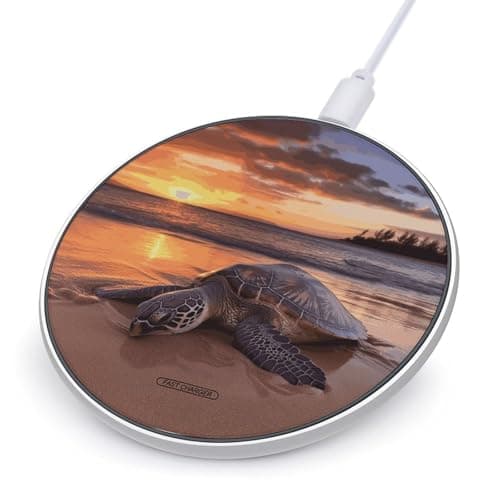 Sea Turtle Sunset Wireless Charger Portable Fast Charging Pad Lightweight Wireless Charging Station for Phone Slim Charge Mat for Travel Home Office Desk