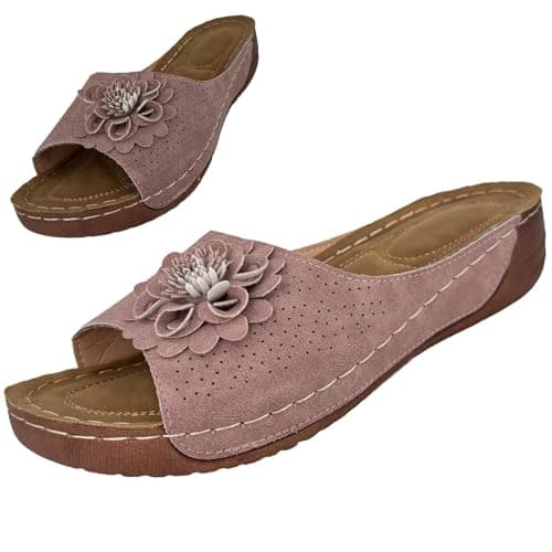 BCVBBMQ Dressy Flower Orthopedic Wedge Sandals for Women 2026 Platform Slides with Arch Support Open Toe Cute Casual Comfort Sturdy Summer Beach Walking Sandals Boho Style Light Weight