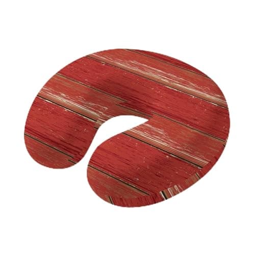 Travel Pillows U Shape Memory Foam Red Wood Grain Plane Neck Pillows Head Support Comfort Portable Rustic Vintage Wooden Headrest Neck Pillow for Airplane Car Office Home Chair Sleeping Napping Rest