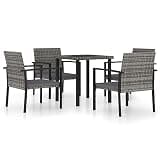 GHVBNMF 5-Piece Outdoor Dining Set Grey PE Rattan Patio Furniture Set with Square Table and 4 Cushioned Stools for Garden Backyard Deck and Balcony Space Saving Design