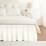 RIMELA Cream White Bed Skirt Queen Size 15 Inch Drop, Wrap Around Elastic Bedskirt, Dust Ruffle for Adjustable Bed Base Machine Washable Easy to Install Bed Skirts