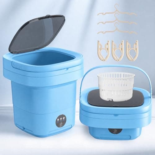 JUJOJB Portable Washing Machine, Folding 20L Mini Washer and Spin-Dryer, 3 Cleaning Modes Small Compact Laundry Machine of Underwear, Baby Clothes, for Apartments, Dormitories, RV, Travel(Blue)