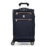 Travelpro Platinum Elite Softside Expandable Carry on Luggage, 8 Wheel Spinner Suitcase, USB Port, Suiter, Men and Women, True Navy Blue, Carry On 21-Inch