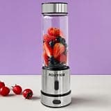 Portable Smoothie blender ROSEVIEW Glass bottle 200W Power USB rechargeable mini Handheld Ice Shakes Cup blend juicer Cordless blender Personal smoothies maker Fruit mixer