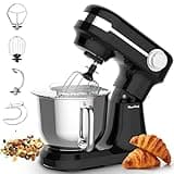JESS 5.5QT Stand Electric Mixer, 12-Speed Kitchen Mixer with Tilt-Head, Stainless Steel Bowl Dough Mixer, Egg Whisk, Dough Hook & Beater Included, Idea for 3-5 Family