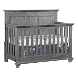Pemberly Row Modern Wood 4-in-1 Convertible Crib, Graphite Gray Finish, Raised Panel Details, Greenguard Gold Certified, Converts to Toddler Bed, Daybed, or Full-Size Bed, Nursery Furniture