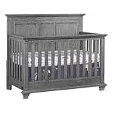 Pemberly Row Modern Wood 4-in-1 Convertible Crib, Graphite Gray Finish, Raised Panel Details, Greenguard Gold Certified, Converts to Toddler Bed, Daybed, or Full-Size Bed, Nursery Furniture
