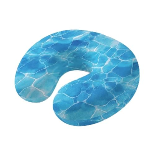 ZRNLTDGHK Neck Pillow Summer Coastal Deep Blue Ripples Travel Pillow Memory Foam U Shaped Pillows, Abstract Ocean Water Travel Neck Pillows for Airplane Car Office Home Sleeping Rest