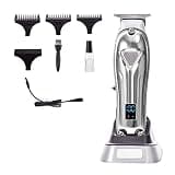 WTYBRMYO Hair for Men Full Metal Body Retro Oil Head Elects Professional Salon Clipper LCD Digital Display(Silver)