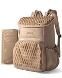 Marscamd Diaper Bag Backpack with Changing Pad, Large Baby Bag, Camel