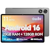 Frameflow Tablet 11 inch, Android 16 Tablet with Octa-Core Processor, 20GB RAM 128GB ROM 1 TB Expandable, 1280x800 IPS Touch Screen, GPS, 8H Battery, WiFi 6, BT 5.2, 8MP+13MP Dual Camera (Gray)