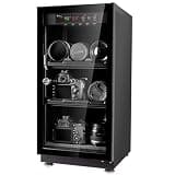 50L Dry Cabinet, Camera Digital Control Dehumidifier, Electronic Automatic Dry Box Noiseless with Humidity Control & LED Light (Black)
