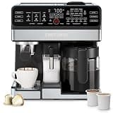Chefman Coffee Maker Espresso Machine Combo, OmniBrew 8-in-1 Coffee Station with Automatic Milk Frother for Lattes, Cappuccinos, Macchiatos, 12-Cup Carafe and 3L Removable Water Tank - Black