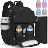 IBVIVIC Diaper Bag Backpack with Portable Changing Pad, Multifunctional baby bag for Mom Dad, Large Capacity, Stroller Straps, Insulated Bottle Pockets & Pacifier Case (Black)