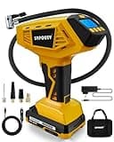 Tire Inflator Portable Air Compressor - 4X Faster Inflation, 160PSI Cordless Tire Pump with Dual Power Rechargeable Battery & 12V Car power, Auto Shut Off, Digital Gauge for Car, Motorcycle, E-Bike
