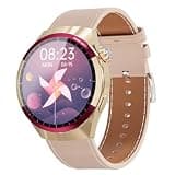 SK6 Mini Smart Watch for Women, 1.27 Inch Round Dial, Bluetooth Calling, Heart Rate Monitor, Pedometer, Sleep Tracking, Leather Band