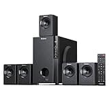 Bobtot Home Theater Systems with 5.25 inch Subwoofer, 5.1 Wired Satellite Surround Sound Speakers, 600 Watts Peak Power Deep Bass Audio Stereo System with FM Radio Bluetooth AUX DVD USB SD Input