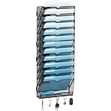 SUPEASY 13-Tier Wall File Organizer, Wall File Holder with Hooks, Mesh Hanging File Organizer, Mail Organizer Wall Mounted for Papers, Folders, Office Magazine Rack, Assembly Needed, Black
