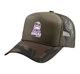Family Support Lupus Awareness Purple Ribbon Trucker Hat with Adjustable Mesh Back, Camo Green