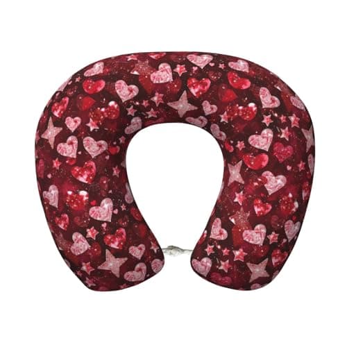 Guxkoqu Valentine's Day (7) Print Neck Pillow for Traveling,Travel Neck Pillow for Airplane Pure Memory Foam Travel Pillow for Flight Headrest Sleep