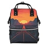 Fuzquwu Route 66 Retro (3) Print Diaper Bag Backpack,Travel Daypack For Mom Dad,Diaper Tote Backpack