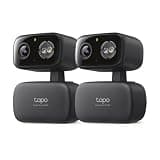 Tapo 2K Indoor/Outdoor Pan/Tilt Wired Security Camera - Baby Monitoring, Person & Baby Cry Detection, 360° Motion Tracking, Night Vision, No-Subscription Local Storage or Optional Cloud, C217 (2-Pack)