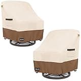 ANartcle Outdoor Swivel Lounge Chair Cover 2 Pack,600D Waterproof Heavy Duty Patio Chair Covers(30 W x 34 D x 38.5 H inches),Patio Swivel Chair Covers for Outdoor Furniture,Beige&brown.