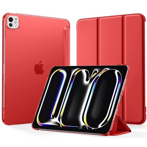 Mastten for iPad Pro 11 Inch Case (M5/M4) 2025/2024 6th/5th Generation, (Model: A3357/A3358/A3359/A2836/A2837/A3006), Slim Stand Hard PC Translucent Back Shell Smart Cover with Auto Wake/Sleep, Red