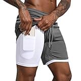 Leidowei Men's 2-in-1 Gym Running Shorts, Lightweight Workout Athletic Training 7" Short Pants (Dark Grey, Medium)