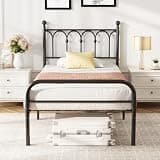 DUMOS Twin Bed Frame, Heavy Duty Metal Platform Bed Base with 11.9" Under-Bed Storage, Heavy Duty Steel Slat Support, No Box Spring Needed, Easy Assembly, Black New