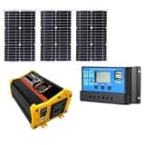 500W Power Inverter Kit with 60W Monocrystalline Solar Panel and 30A Solar Charge Controller, DC to AC Portable Converter for Off-Grid Camping and Emergency Power Backup, 12V Input (500W-110V)