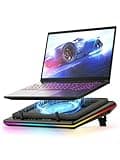 llano V12 Gaming Laptop Cooling Pad, RGB Laptop Cooler, Laptop Cooling Fan Stand with 5.5 Inch Powerful Turbofan, for 15.6-19in Laptop, Adjustable Speed, Dustproof, 3-Port USB Hub, Black (RGB)