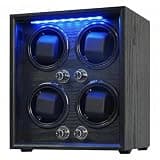 Oryx Watch Winder 4 Rotator Box Automatic Rotating Watch Case with LED Light, 5 Rotation Modes Setting, USB Powered Quiet Mabuchi Motor(B)