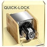 Watch Winder Smith Bamboo Single Watch Winder for Automatic Watches, with Timer and Downward Lid Design, Fits Standard to Large Size Watch
