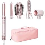 Entalva 5 in 1 Hot Air Styler- Blowout Brush Hair Dryer Set for Salon Blowouts, Smooth Curls, Volumizing and Straightening, Professional Hair Styler Set, Anti-Frizz, Compact Design with Travel Bag
