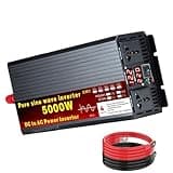 YXINHONGYUE (Peak) 5000W Power Inverter DC 12V/24V/48V/60V/72V to 110V 60Hz 220V 50Hz Voltage Converter Charger with 2 AC Sockets for RV, Truck, Solar, Home, Off-Grid,48v to 220v 50hz