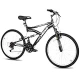 WEIZE Adult Mountain Bike,24 inch All-Terrain Bicycles with Dual Full Suspension, Trail Bike 6 Speeds Drivetrain, High-Carbon Steel Frame, Black