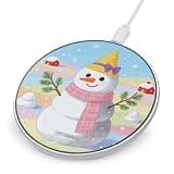 White Gray Snowman Wireless Charger, Fast Charging Pad