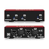 Micfuns MC new 2 Channel 48V Phantom Power Supply with 3.5mm Audio Cable to Connect Audio Interface for Condenser Microphone Music Recording Equipment (MC2-new red)